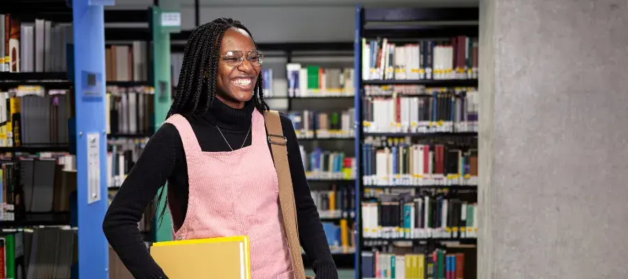 Woman in library