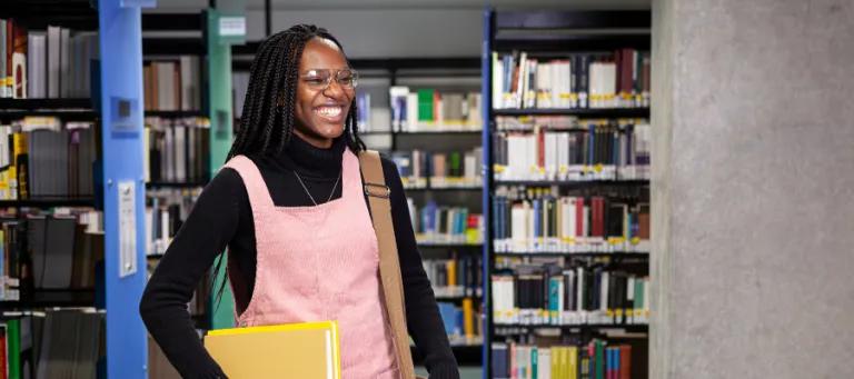 Woman in library