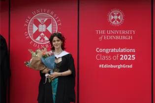 Kate in front of McEwan hall