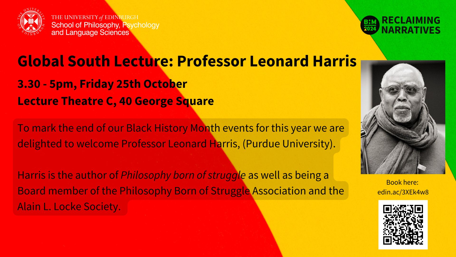 Professor Leonard Harris Global South Lecture poster